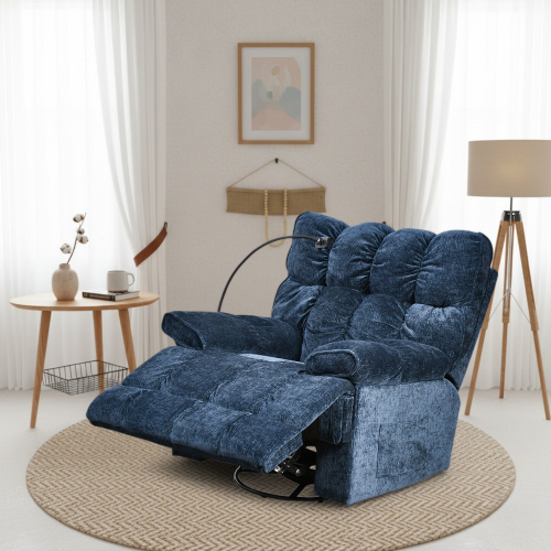 كرسي الغيمة استرخاء فخم هزاز دوار بحامل جوال ازرق