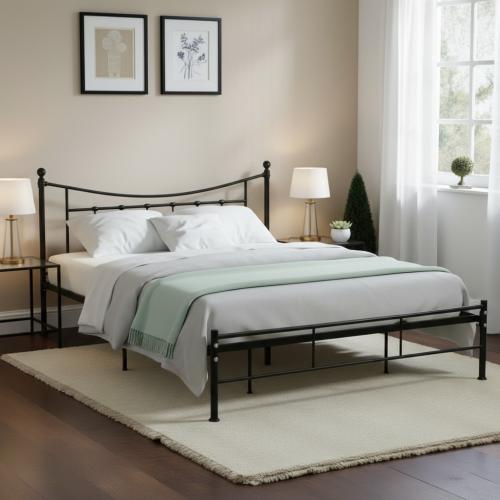 سرير حديد أسود مقاس 180×200 بتصميم حديث ومتين