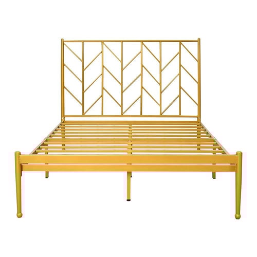 هيكل سرير معدني ذهبي 200×120 سم