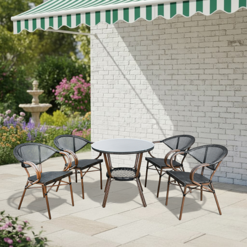 جلسة خارجية 4 مقاعد و طاولة بسطح زجاجي