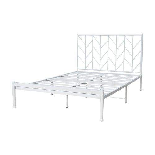 هيكل سرير معدني أبيض 200×140 سم