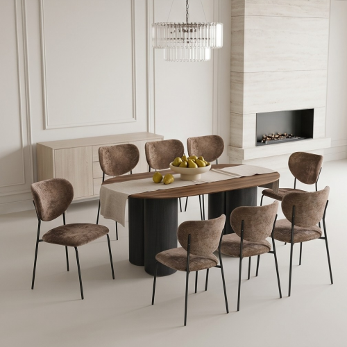 طاولة طعام خشب بني مع 8 كراسي مودرن – M-032 BROWN