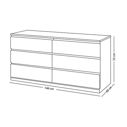 خزانة خشبية 6 أدرج لون أسود