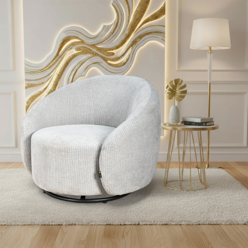 كرسي استرخاء دوار قماشي فاخر رمادي فاتح