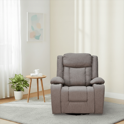 كرسي استرخاء هزاز دوار قماشي مودرن بني