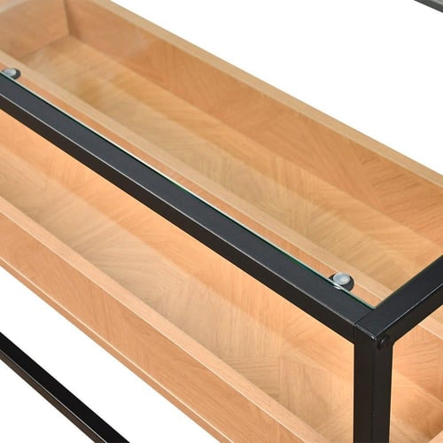 وحدة تلفاز سطح زجاجي ورف تخزين خشبي 180 سم