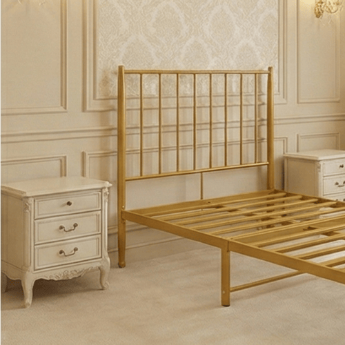 هيكل سرير معدني ذهبي أنيق 90×190 سم
