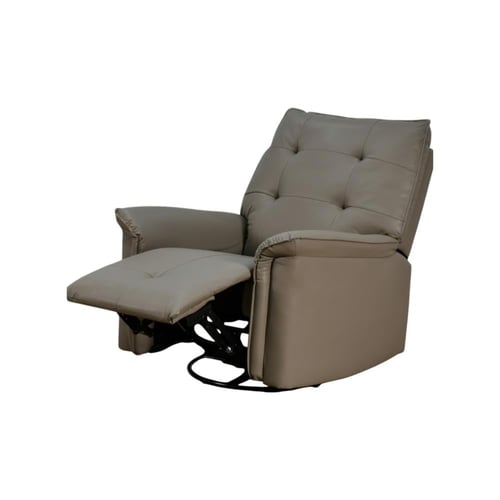 كرسي استرخاء فخم هزار دوار جلد بتصميم عصري بني