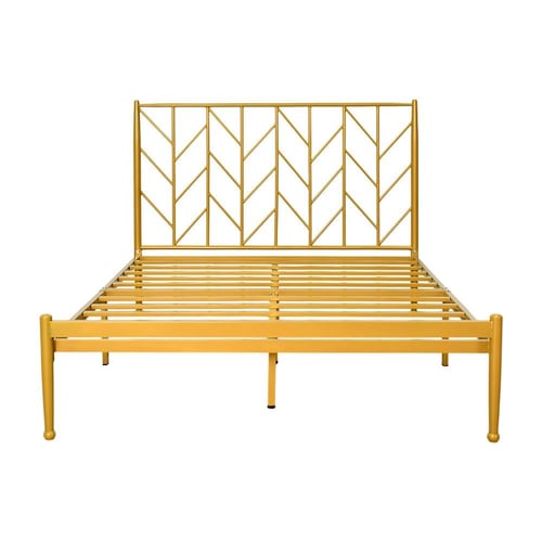 هيكل سرير معدني ذهبي 200×140 سم