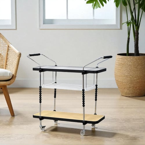 عربة تقديم 3 دور مودرن بسطح زجاجي