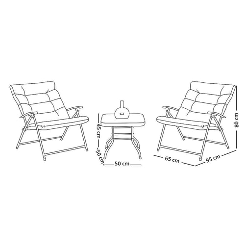 جلسة خارجية عصرية 2 مقعد وطاولة بسطح زجاجي