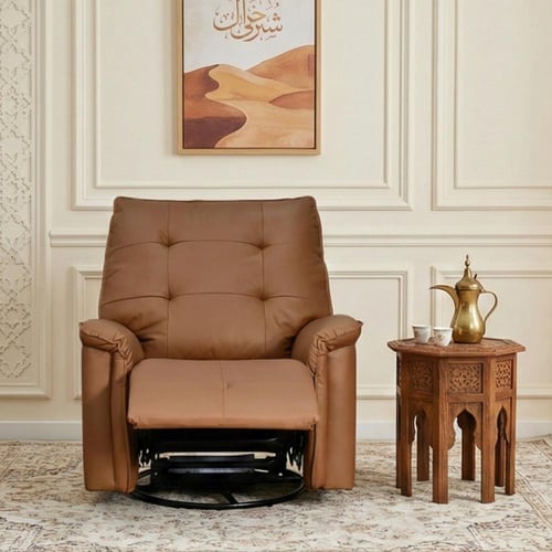 كرسي استرخاء فخم هزار دوار جلد بتصميم عصري جملي