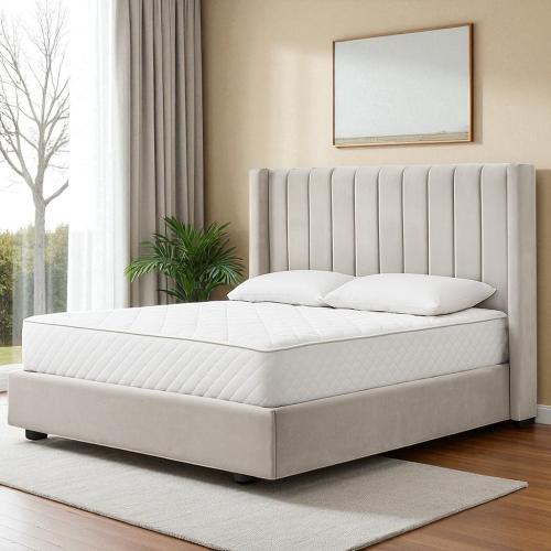 سرير خشبي بتنجيد مخملي 140×200 سم