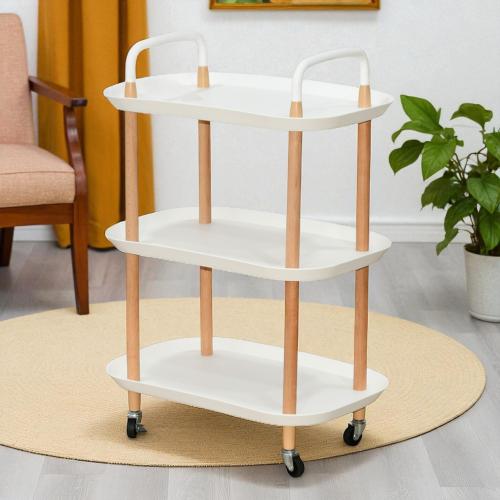 عربة تقديم متحركة 3 أدوار أبيض