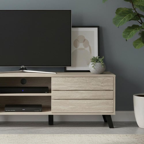 وحدة تلفاز مودرن خشبية بيج 160 سم