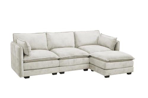 كنبة زاوية مودرن قماش عملية بيج