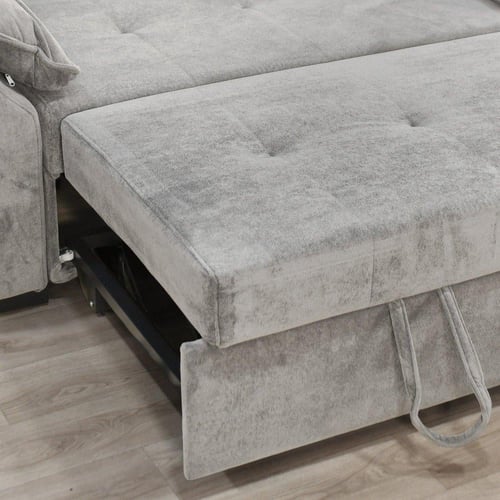 كنبة قابلة للتعديل إلى سرير - رمادي فضي