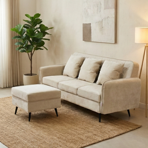 كنبة مودرن 3 مقاعد قماش مع صندوق تخزين