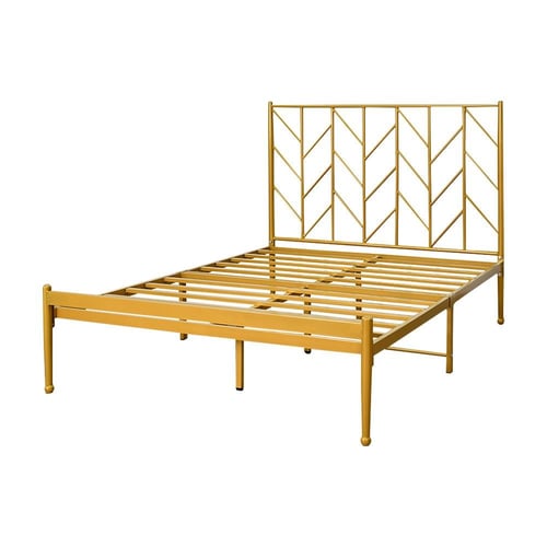 هيكل سرير معدني ذهبي 200×120 سم