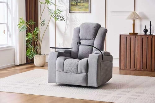 كرسي الملوك استرخاء هزاز دوار مع رف طاولة رصاصي