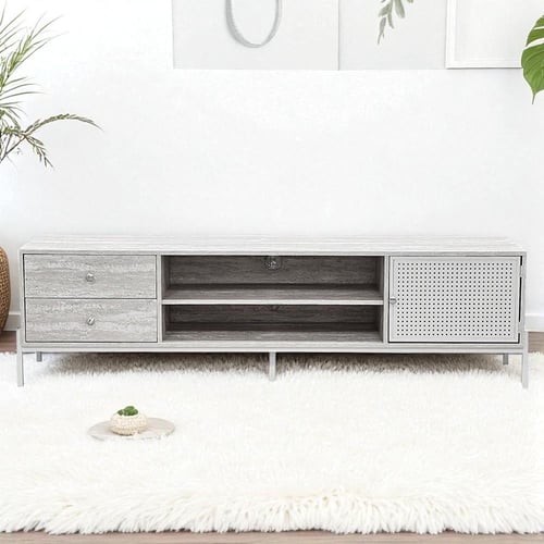 وحدة تلفاز خشبية رمادي 180 سم