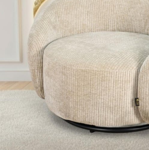 كرسي استرخاء دوار قماشي فاخر كافيه