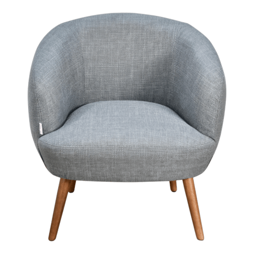 كرسي مفرد فخم قماش بأرجل خشب مودرن رمادي غامق