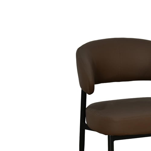 كرسي مفرد مودرن جلد بأرجل معدنية بني