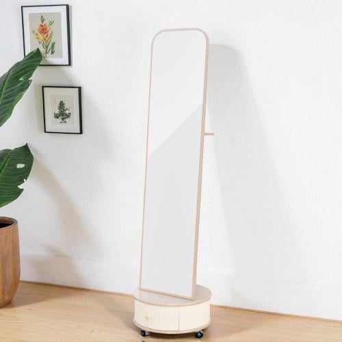 مرآة استاند عصرية مع خزانة مدمجة خشبية