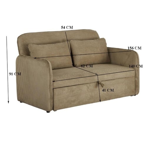 كنبة استرخاء مزدوجة قابلة للتحول إلى سرير – بني