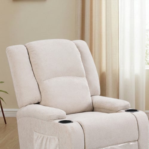 كرسي لواني استرخاء فخم ثابت قماشي مودرن بيج