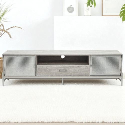 وحدة تلفاز خشبية مودرن رمادي 180 سم