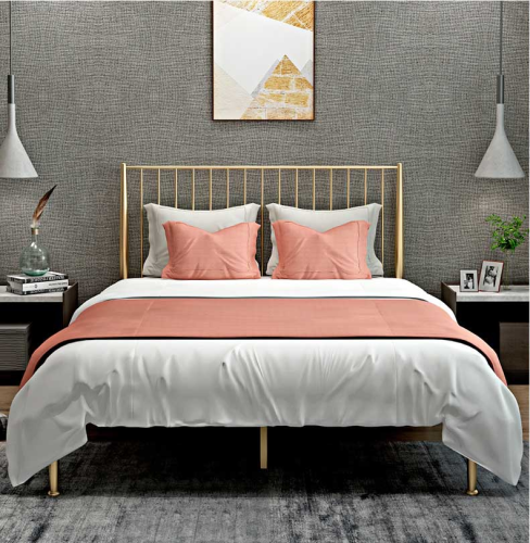 سرير معدني 200x180 سم ذهبي