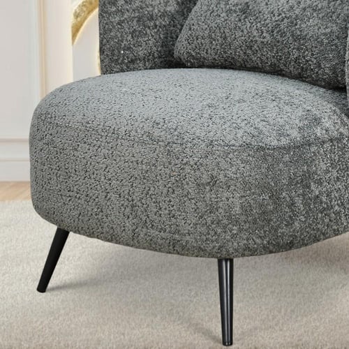 كرسي مفرد فخم مودرن قماش بظهر جلد رمادي غامق