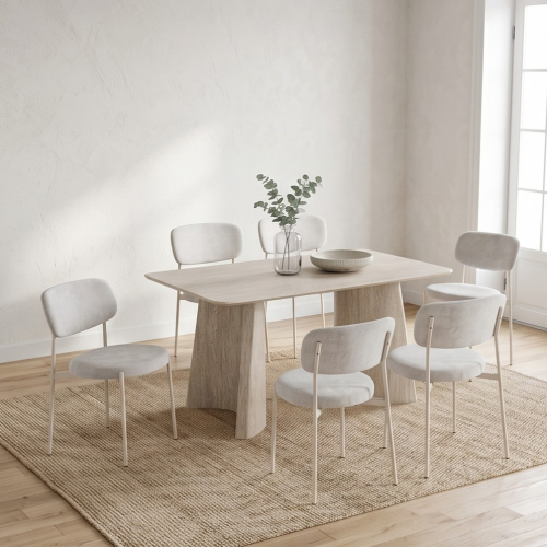 طاولة طعام خشب بيج مع 6 كراسي مودرن – M-037 BEIGE