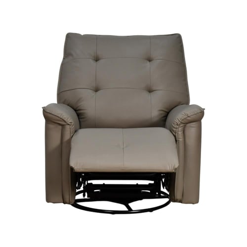 كرسي استرخاء فخم هزار دوار جلد بتصميم عصري بني