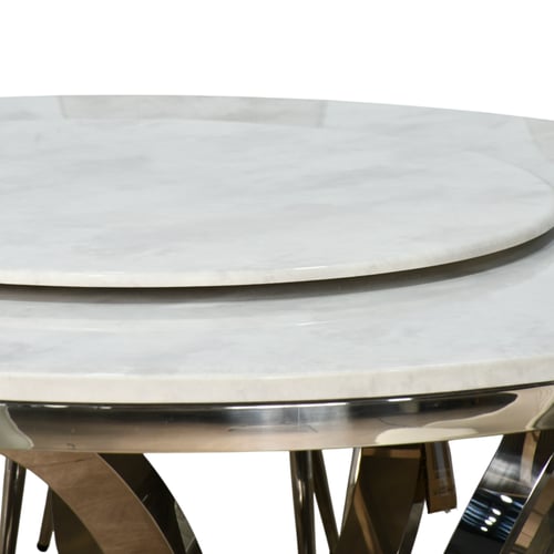 طاولة طعام فاخرة سطح رخام دوار 10 كراسي رمادي