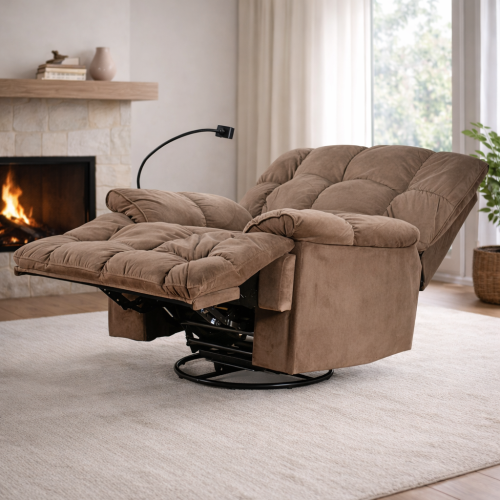 كرسي الغيمة استرخاء فخم هزاز دوار بحامل جوال بني