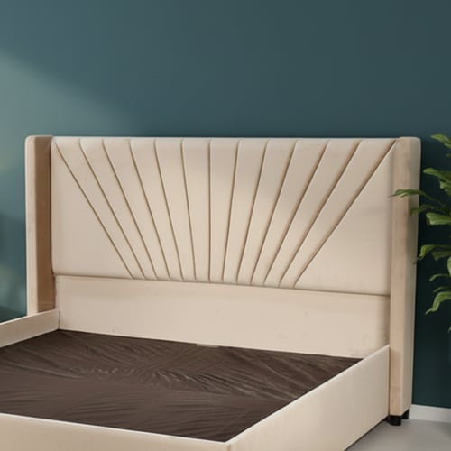 سرير خشبي بتنجيد مخملي فاخر 180×200سم