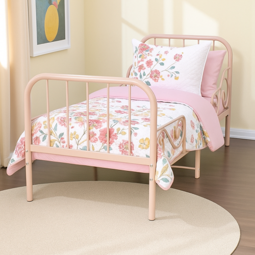 سرير معدني وردي 80×170 سم