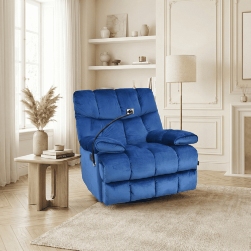 كرسي السعادة استرخاء هزاز دوار قماشي بحامل جوال أز...