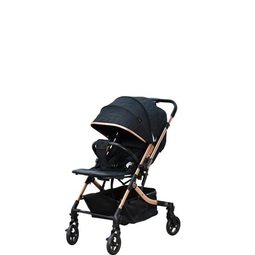 عربة أطفال قابلة للطي قماش بهيكل معدني أسود
