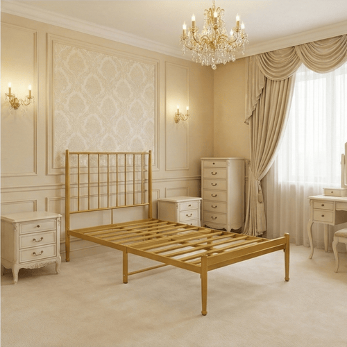 هيكل سرير معدني ذهبي أنيق 90×190 سم