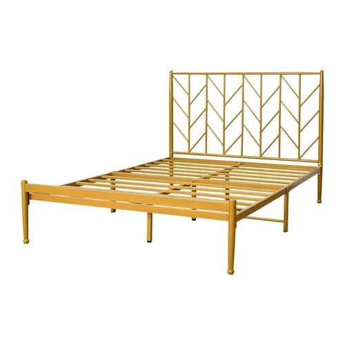 هيكل سرير معدني ذهبي 200×140 سم