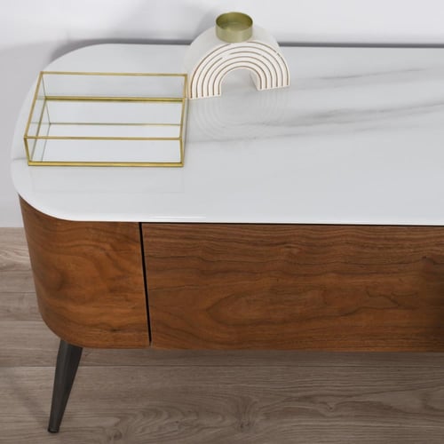 وحدة تلفزيون رمادي × بني 200 سم