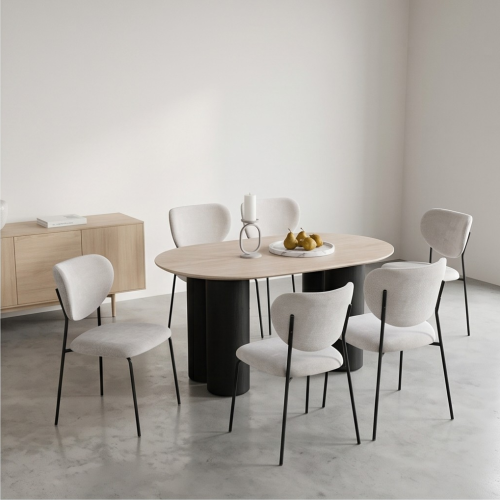 طاولة طعام خشب بيج مع 6 كراسي مودرن – M-032 BEIGE