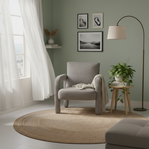 كرسي مفرد قماش رمادي غامق