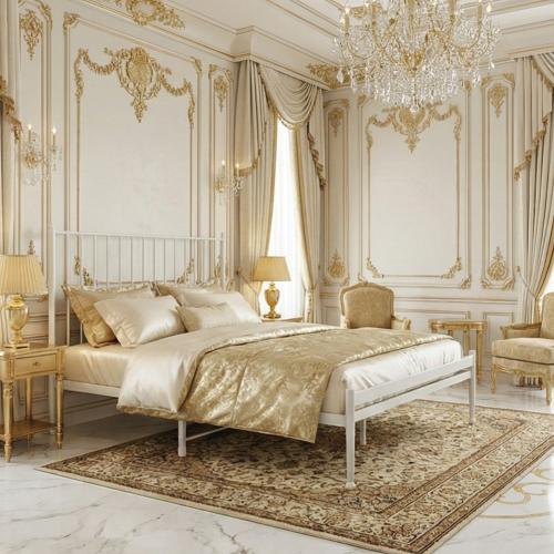 هيكل سرير معدني أبيض 200×140 سم