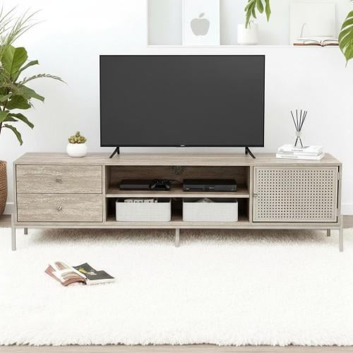 وحدة تلفاز خشبية بيج 180 سم