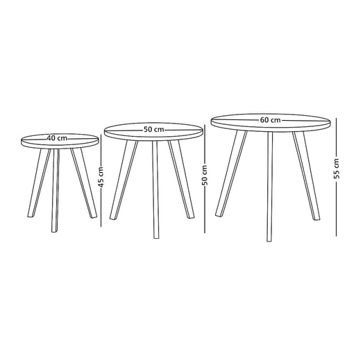 طقم طاولات خدمة من الخشب 3 قطع